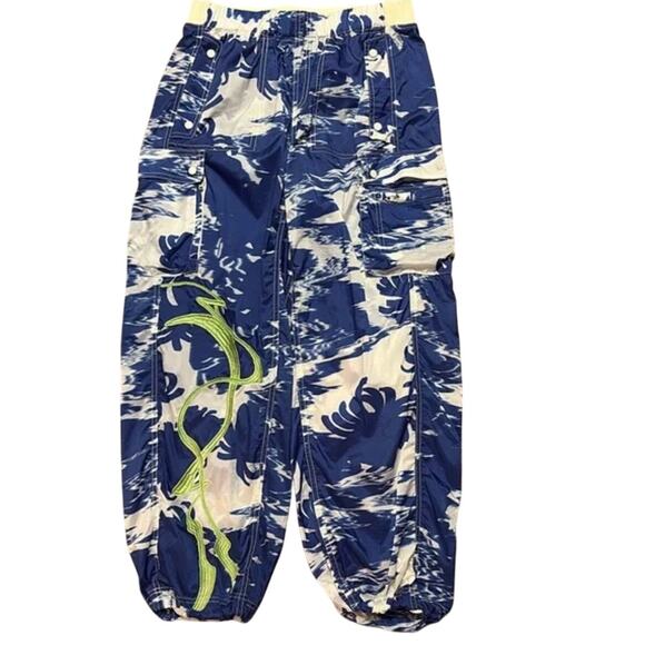 NWT Free People FP Movement Color Burst Embroidered Hike Pants Small Blue White - Picture 5 of 8